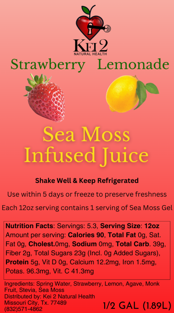 Sea Moss Infused Strawberry Lemonade 1/2 Gallon - Image 2